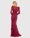 Embellished Puff Sleeve Gown - Mocha