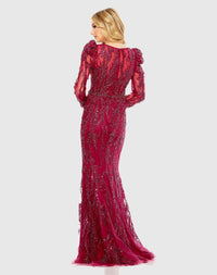 Embellished Puff Sleeve Gown - Mocha