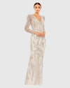 Embellished Puff Sleeve Gown - Mocha