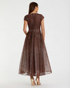 Gray Embellished Cap Sleeve A Line Dress - Graphite