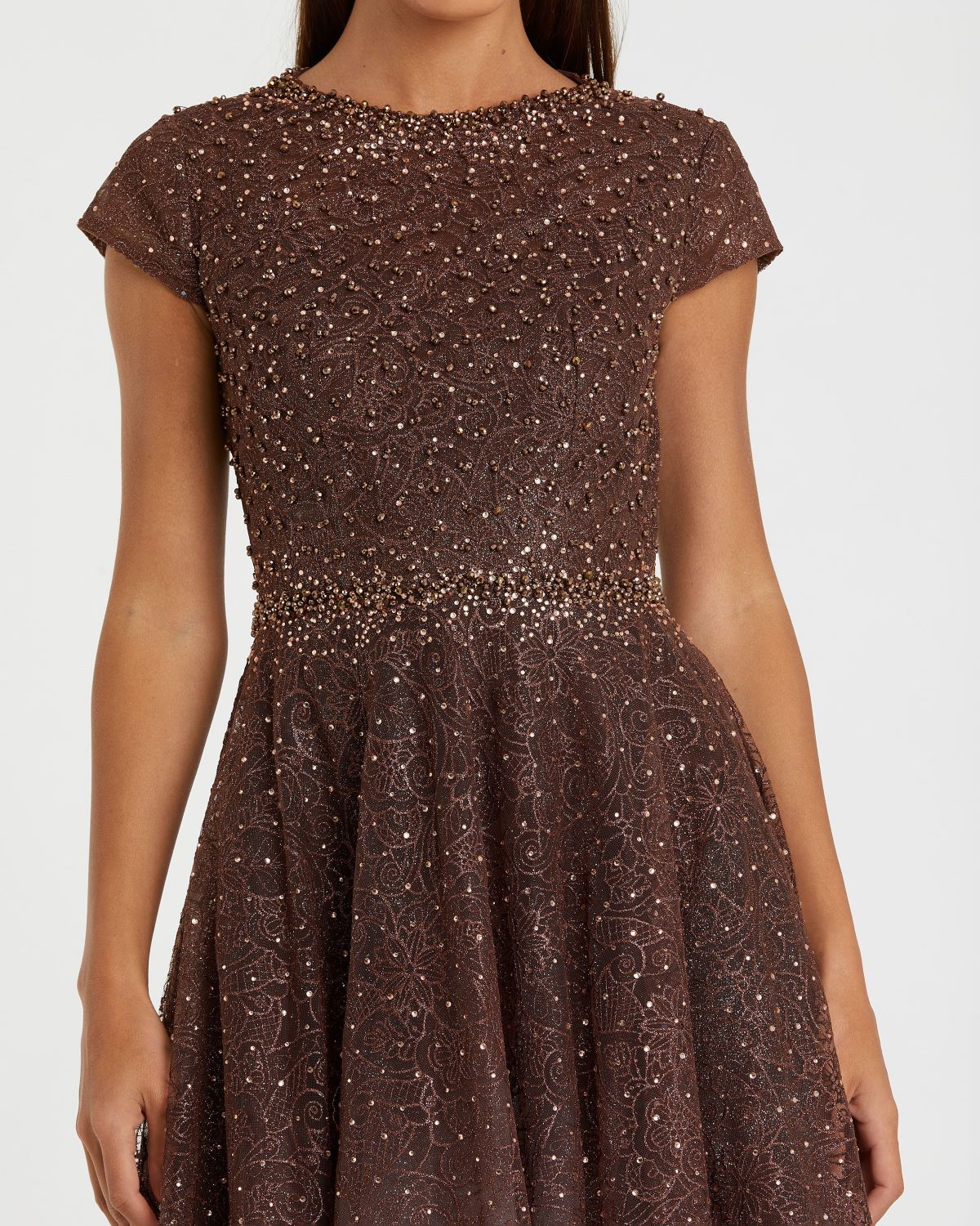 Mac Duggal #20371 Brown Embellished Cap Sleeve A Line Dress, Graphite Grey Shaide Boutique Mac Duggal #20371 Brown Embellished Cap Sleeve A Line Dress, Graphite Grey Shaide Boutique