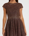 Gray Embellished Cap Sleeve A Line Dress - Graphite