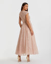 Embellished Cap Sleeve A Line Dress - Blush