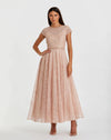 Mac Duggal Pink Embellished Cap Sleeve A Line Dress #20371  Blush