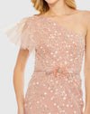 Embellished Asymmetric Gown - Blush