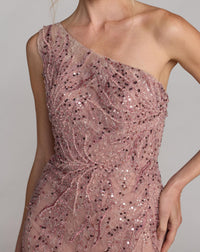 Mac Duggal Pink Embellished Lace One Shoulder Mermaid Gown #20482 Rose