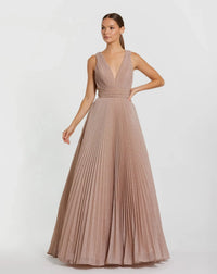 Mac Duggal 30773 Pink Shimmering Pleated Sleeveless Gown