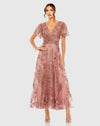 Mac Duggal Pink Embroidered Flutter Sleeve A-Line Dress #20486 Mauve