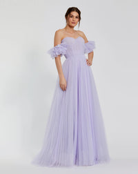Mac Duggal Purple Off The Shoulder Tulle A Line Gown #20517 Lilac 