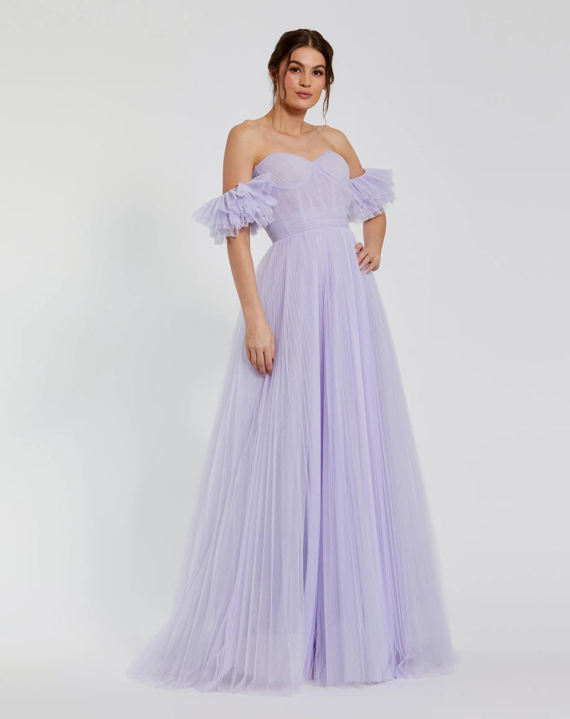 Mac Duggal Purple Off The Shoulder Tulle A Line Gown #20517 Lilac 