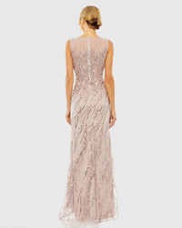 Mac Duggal 20518 Vintage Lilac sleeveless embellished boat neck gown - back