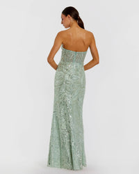 Mac Duggal #20544 Jade beaded sequin strapless trumpet gown back
