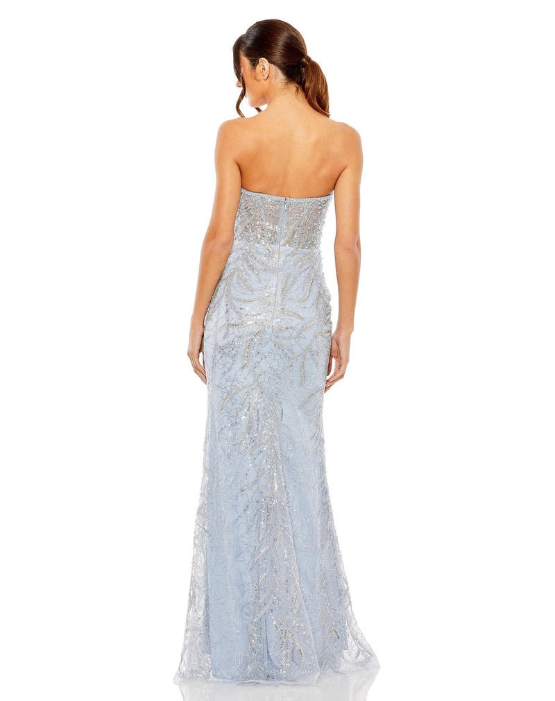 Strapless embellished crystal gown - Powder Blue
