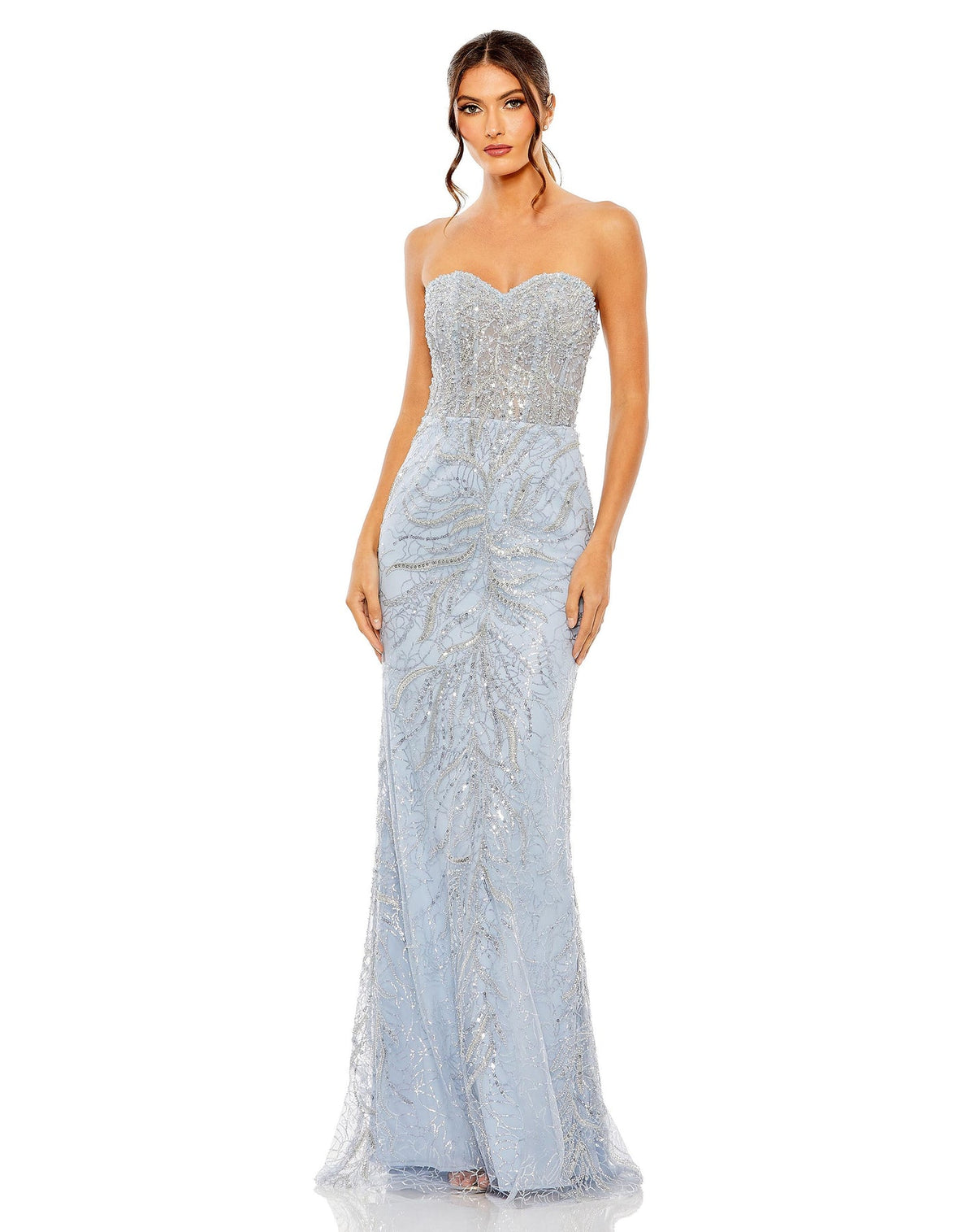 Strapless embellished crystal gown - Powder Blue