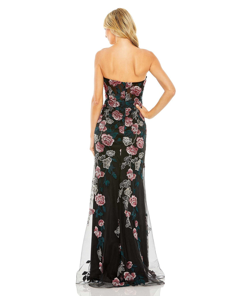 Mac Duggal, Strapless Floral Embroidered Gown - Black, Style #20581 back
