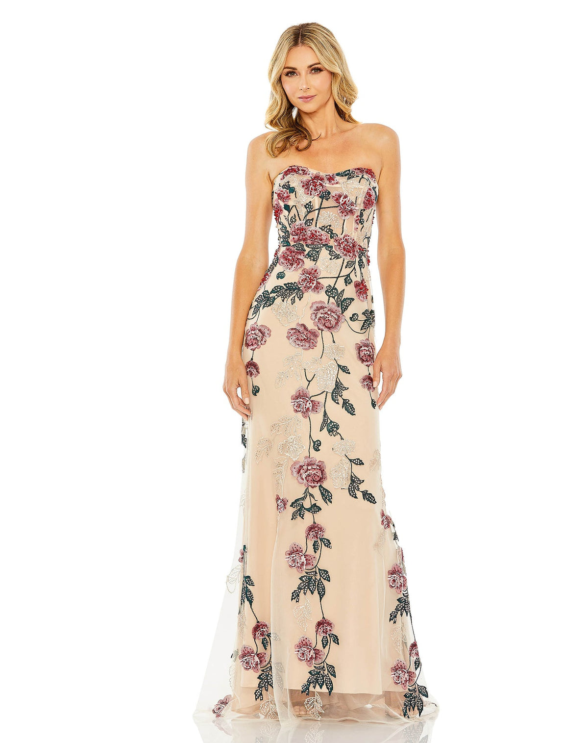 Mac Duggal, Strapless Floral Embroidered Gown - Nude, Style #20581