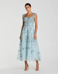 Mac Duggal Floral Embroidered Sweetheart Neckline Dress #20582 Blue