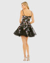 Thin Strap Floral Embroidered Mini Dress - Black