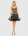 Mac Duggal #20643 Thin Strap Floral Embroidered Mini Dress - Black