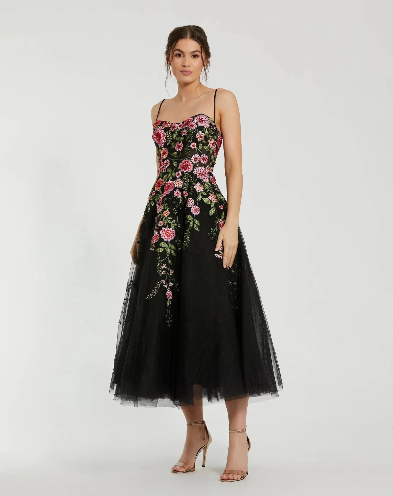 Mac Duggal #20651 Black slim strap sheer bustier tulle dress – Shaide Boutique