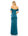 Mac Duggal Style #20678 Ruched bustier off the shoulder gown - Blue back view