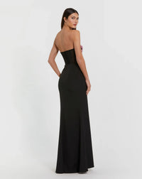 Mac Duggal Black Strapless Sheer Embroidered Bustier Gown #20682 