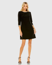 Mac Duggal 20697 Black A-line embellished cocktail dress - front