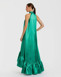 Mac Duggal 20712 Jade charmeuse halter high low gown - Back view