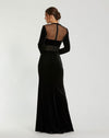 Long Sleeve Sheer Top Lace Bustier Gown - Black