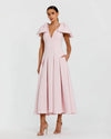 Mac Duggal Pink Crepe A Line Midi Dress With Bow Straps #21046 Blush 