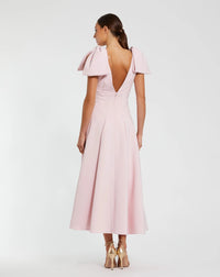 Crepe Midi Dress Bow Straps - Pink