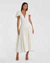 Mac Duggal Crepe A Line Midi Dress With Bow Straps #21046 Ivory