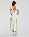 Crepe Midi Dress Bow Straps - Ivory