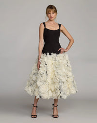 Drop Waist 3D Floral Midi Dress