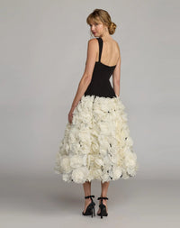 Drop Waist 3D Floral Midi Dress