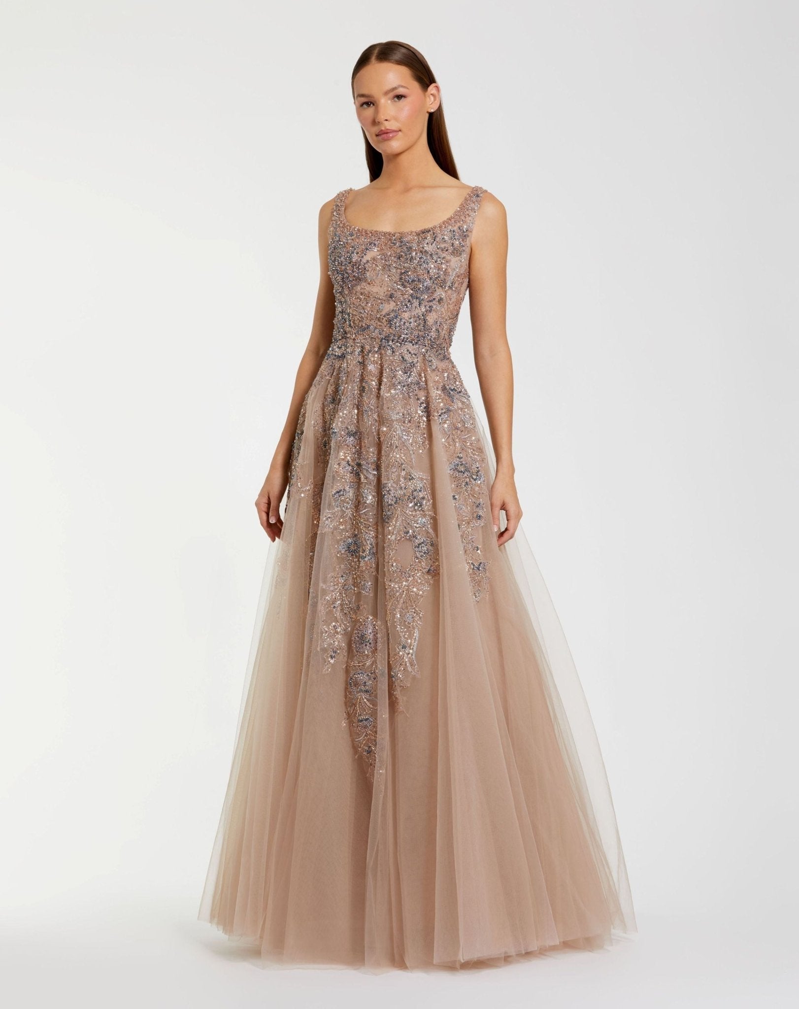 Hand Embellished Tulle A-Line Gown