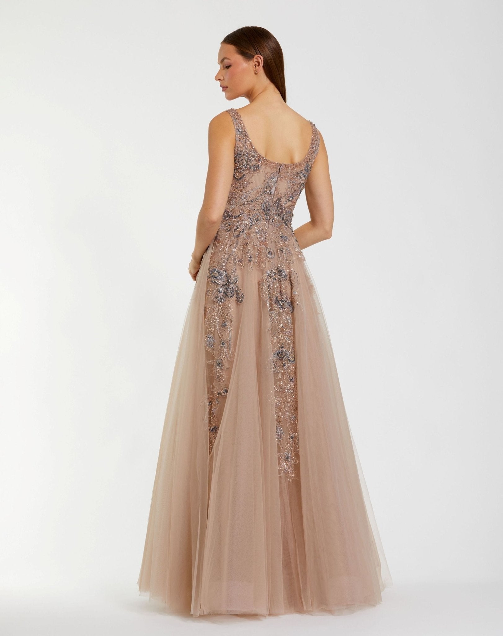 Hand Embellished Tulle A-Line Gown