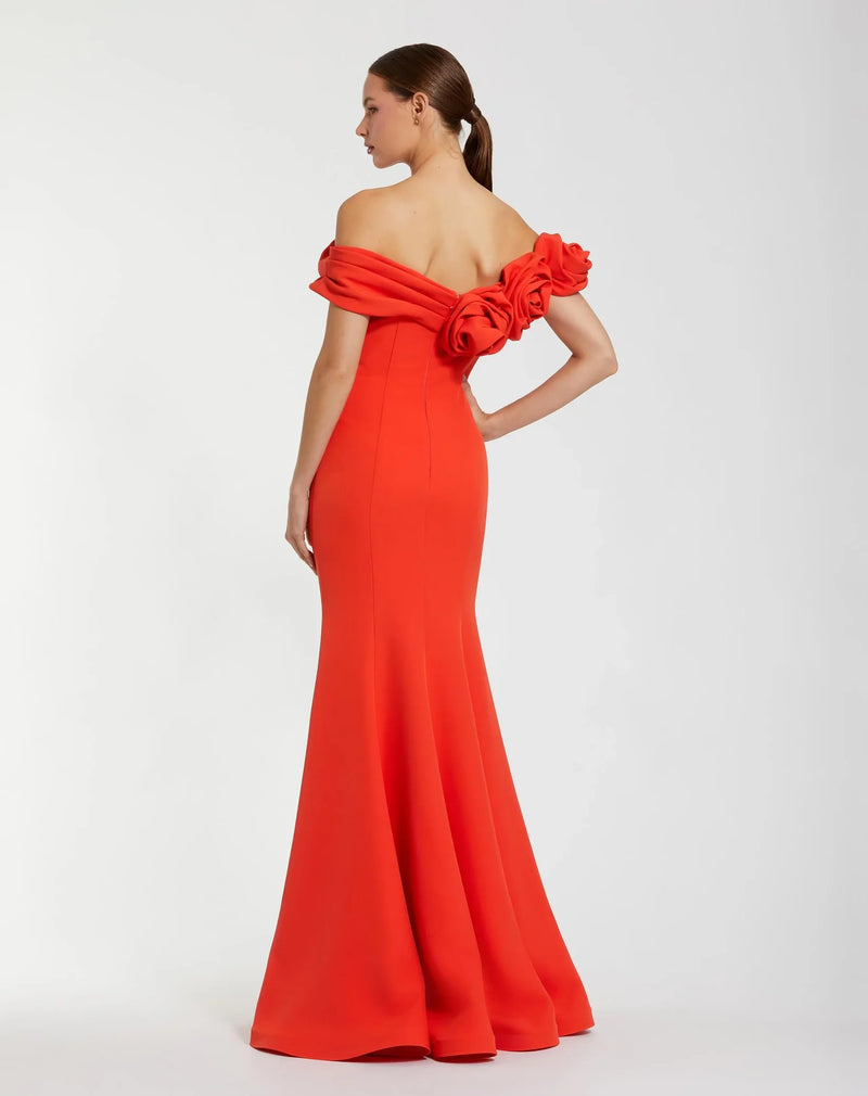 Off The Shoulder Mermaid Gown - Cayenne Red