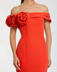 Off The Shoulder Mermaid Gown - Cayenne Red
