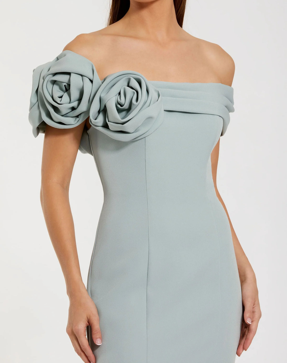 Off The Shoulder Mermaid Gown - Sage