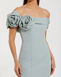 Off The Shoulder Mermaid Gown - Sage