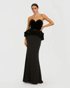 Mac Duggal Black Strapless Velvet Peplum Gown #21145