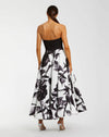 Mac Duggal Black and White Floral Strapless Midi Dress With Bow #21151