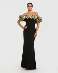 Mac Duggal Black Mermaid Gown With Off The Shoulder Ruffle Detail #21157