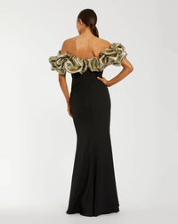Mac Duggal Black Mermaid Gown With Off The Shoulder Ruffle Detail #21157