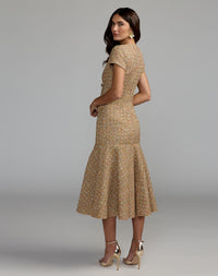 Mac Duggal #21167 boucle midi dress back view