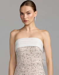 Mac Duggal #21170 ivory nude sequin and bead detail