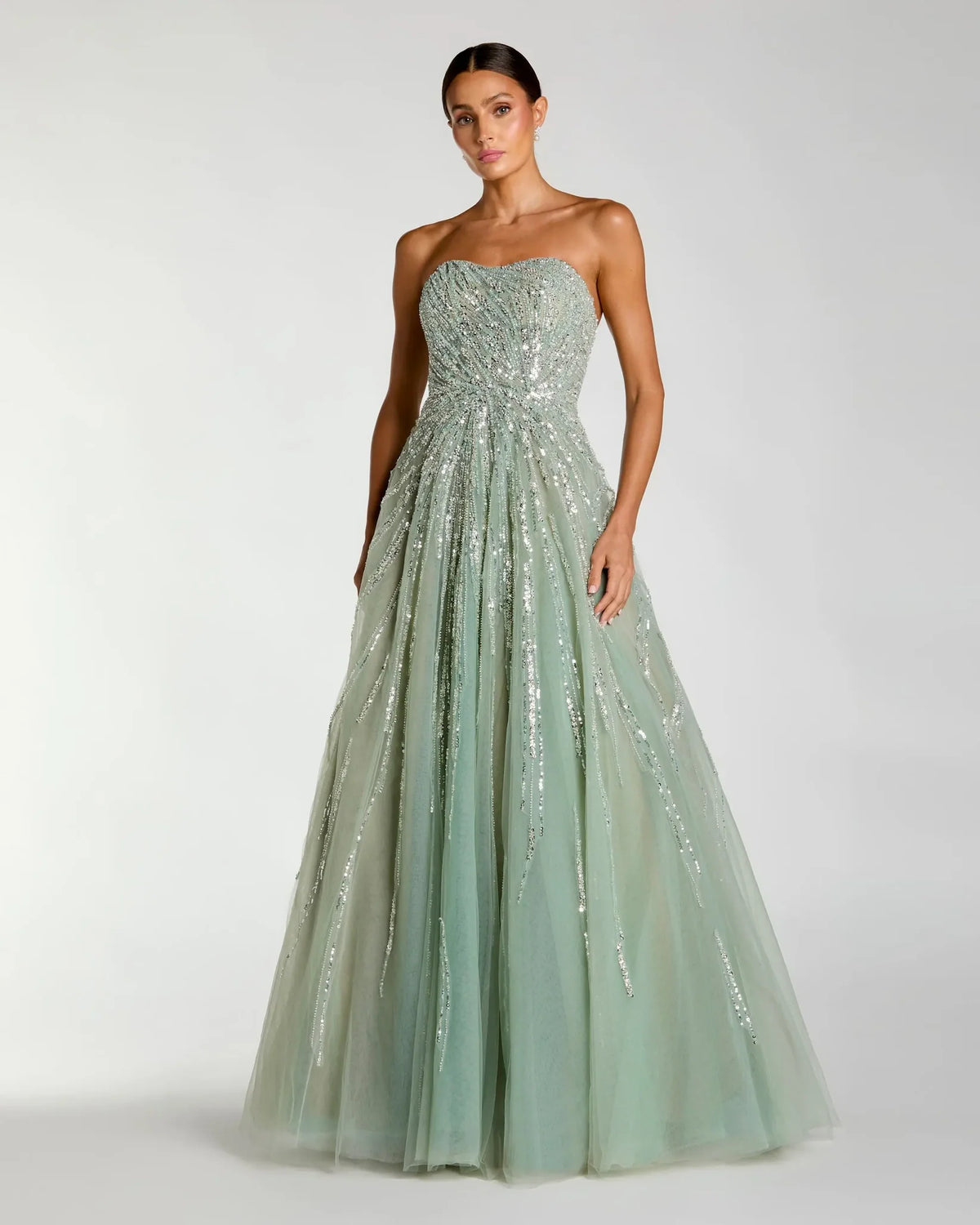 Mac Duggal Green Embellished Strapless Sweetheart Ball Gown #21179