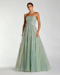 Mac Duggal Green Embellished Strapless Sweetheart Ball Gown #21179