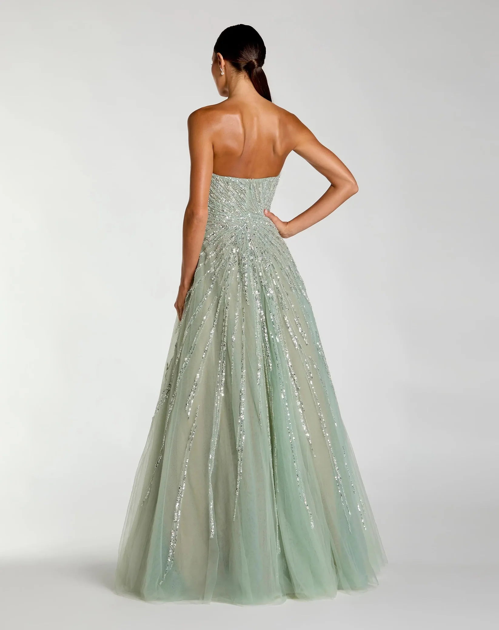 Mac Duggal Green Embellished Strapless Sweetheart Ball Gown #21179